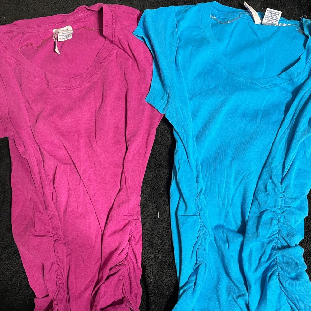 🤰Purple & Blue Ruched Short Sleeve V-neck Tees